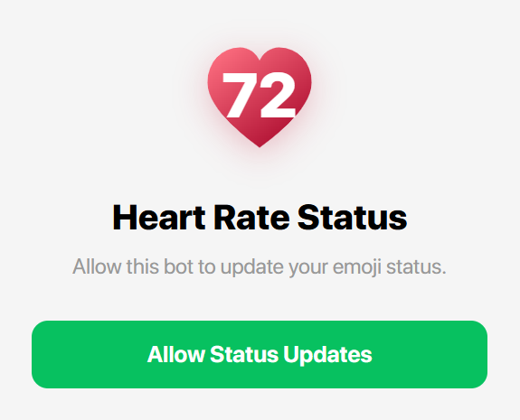 Heart Rate Status 授权页面,显示允许机器人更新表情状态的按钮